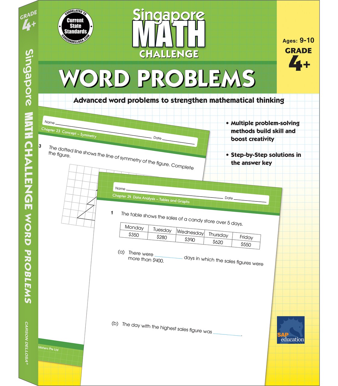 Singapore Math Challenge Word Problems 4th Grade Math Workbooks, Singapore Math Grade 4 and Up, Equations, Area, Decimals, and Fractions Workbook, 4th Grade Math Classroom or Homeschool Curriculum